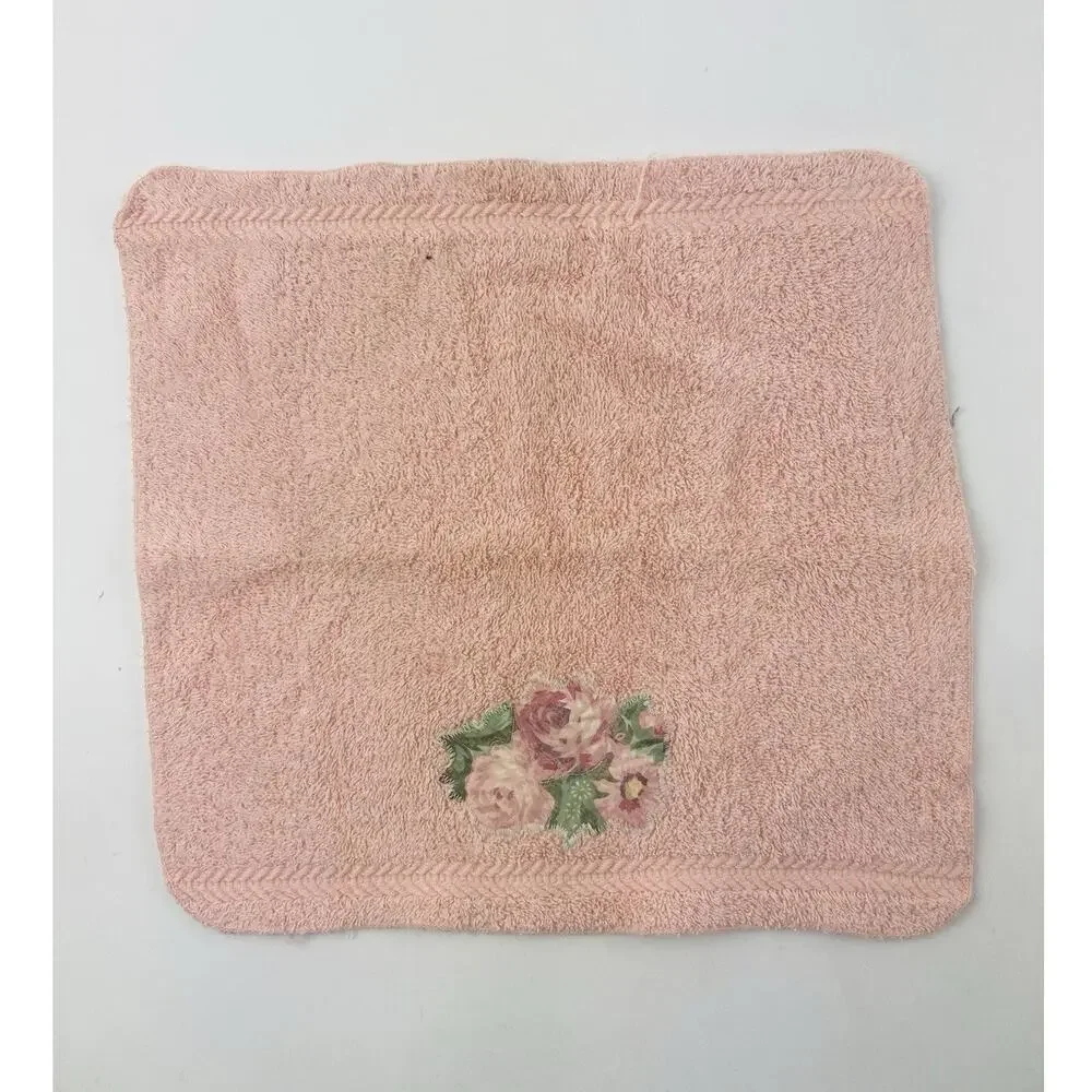 Vintage WAMSUTTA Towel Lot Set Pink Flower Floral Bath & Hand Set Somerset Rose